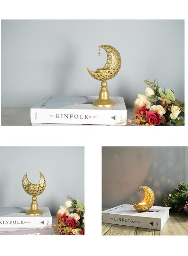 Ramadan Candle Holder & Candlestick Holders , Moon-Shaped Ramadan Decor, Creates Warm Ramadan Kareem Atmosphere, Suitable for Dining Table & Guest Room, Gift for Muslim Friends（3 pcs） - Image 2
